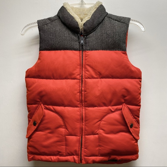 Gap Kids Puffer Vest Snap Pockets Herringbone Accents Size S - Picture 1 of 8